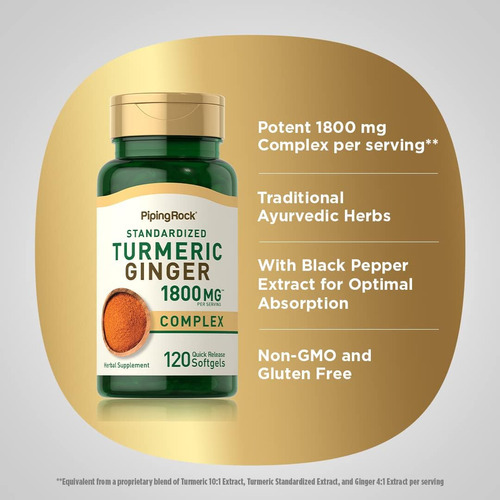Suplemento De Cúrcuma E Gengibre 1800mg | 120 Cápsulas Gelat - Imagem 4