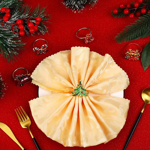 12 Peças De Anéis De Guardanapo De Natal De Metal Banhado A - Imagem 5