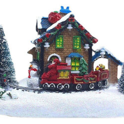 Casa De Natal Aldeia Artesanato Acendem Led Neve Miniatura