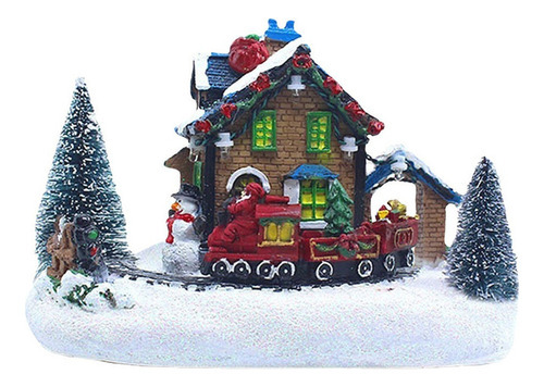 Casa De Natal Aldeia Artesanato Acendem Led Neve Miniatura