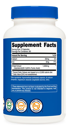 Cápsulas De Extrato De Shilajit Nutricost 1.000 Mg 120 Cápsu - Imagem 6