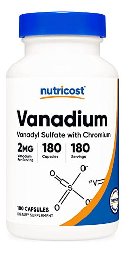 Suplemento Nutricost Vanádio + Cromo 2 Mg 180 Cápsulas