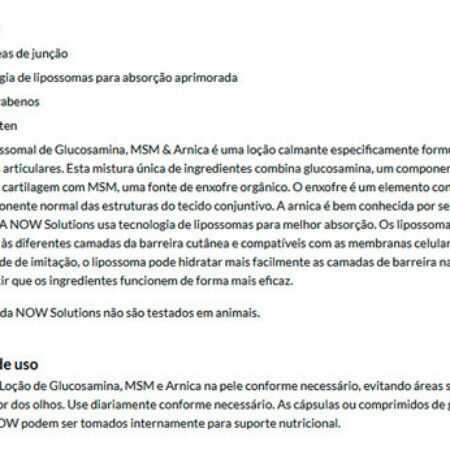 Loção Glucosamina, Msm Arnica Now Foods 237ml Importado - Imagem 4