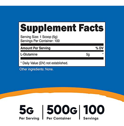 Suplemento Nutricost L-glutamina Em Pó 500g Sem Sabor - Imagem 2