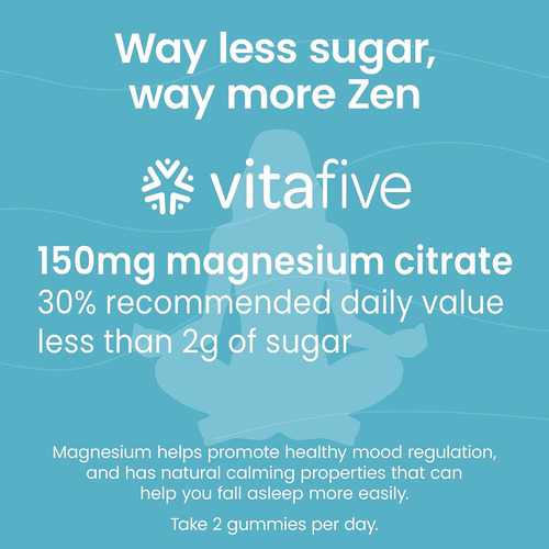 Gomas De Magnésio Vitafive Low Sugar Calm, 125 Mg De Citrato - Imagem 2