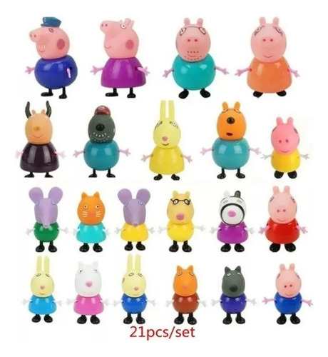 Conjunto De Bonecas Kit 34 Personagens Da Família Peppa Pig - Imagem 2