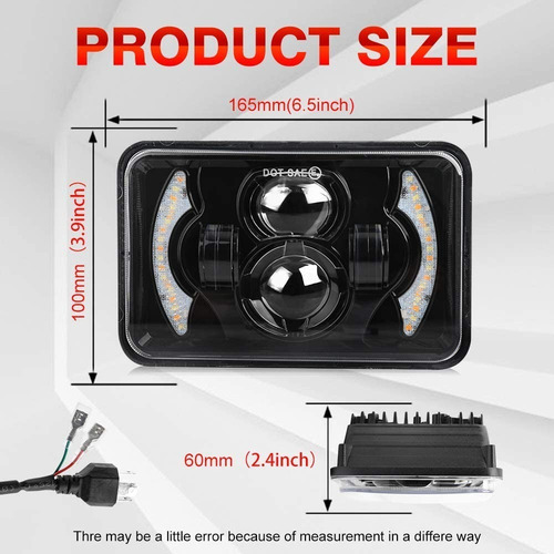 Farol Led 4x6 H4 Alta Baja Drl Turn Sigal 4656 F4000 - Imagem 3