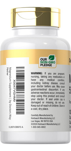 Suplemento Doctor"s Way Magnésio 500 Mg 100 Cápsulas - Imagem 3