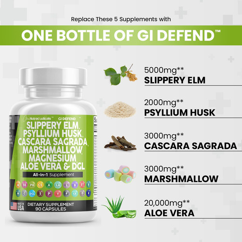 Nutracêuticos Limpos Olmo Escorregadio 5000mg Casca De Psyll - Imagem 3