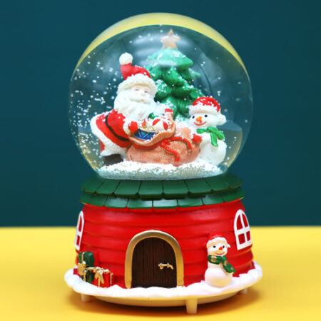 Bola Cristal De Natal Musical Floco Neve Lâmpada Giratória - Imagem 2