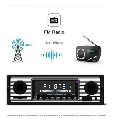 Rádio Automotivo Retrô Vintage Bt Aux Usb 1din Fm - Imagem 4