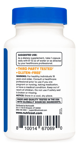 Suplemento Nutricost Tuca 250mg 30 Cápsulas Tauroursodeoxyc - Imagem 3