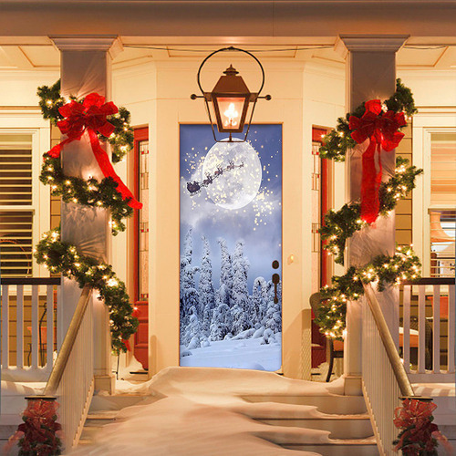 Decoração De Capa De Porta De Natal J, Pano Pendurado, Festi - Imagem 4