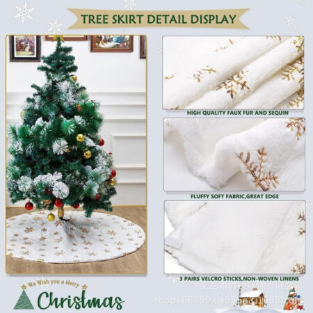 Saia Árvore Natal Frisado Floco Neve 120cm Branco Decoração — foto 2 Saia Árvore Natal Frisado Floco Neve 120cm Branco Decoração — foto 2