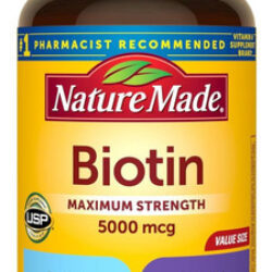 Biotina De Força Máxima Nature Made 5000 Mcg, Suplemento Die