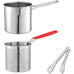 Panela De Fritura Profunda Com Filtro, Cesta Tong Stainless