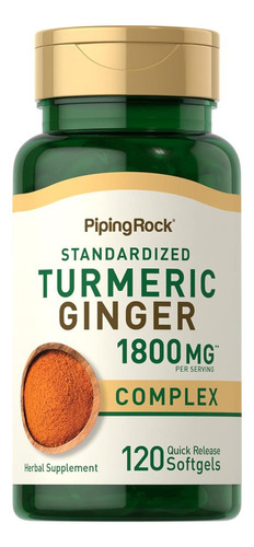 Suplemento De Cúrcuma E Gengibre 1800mg | 120 Cápsulas Gelat