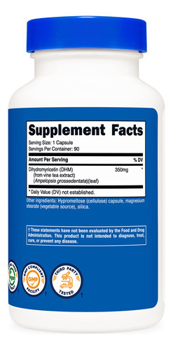 Suplemento Nutricost Dihydromyricetin (dhm) 350 Mg 90 Cápsul - Imagem 6