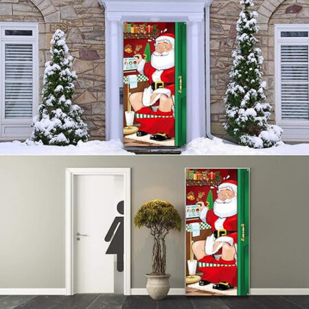 Decorações De Capa De Porta De Natal Banner De Porta De Papa - Imagem 15