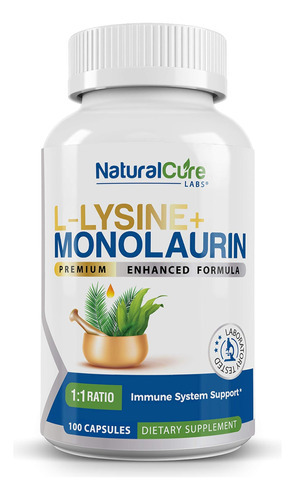 Natural Cure Labs L-lisina + Monolaurina 600mg Proporção 1:1