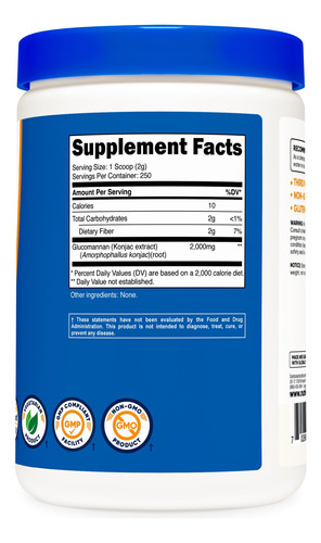 Suplemento Nutricost Glucomannan Em Pó 500g Sem Glúten - Imagem 6