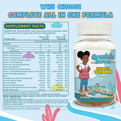 Gracies Corner Stars Kids Gomas Multivitamínicas Com Ômega 3 - Imagem 2