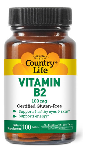 Country Life Vitamina B-2 100 Mg, 100 Unidades