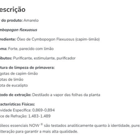 Óleo De Capim-limão Now Foods 118ml Puro Importado 3un - Imagem 5