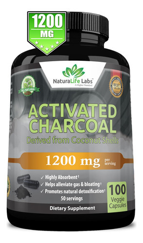 Cápsulas De Carvão Ativado Naturalife Labs 1.200 Mg 100 Vega - Imagem 9