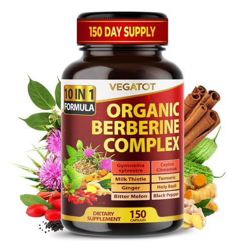 Suplemento Vegatot Glucosavior Berberine 12.900 Mg Com Canel