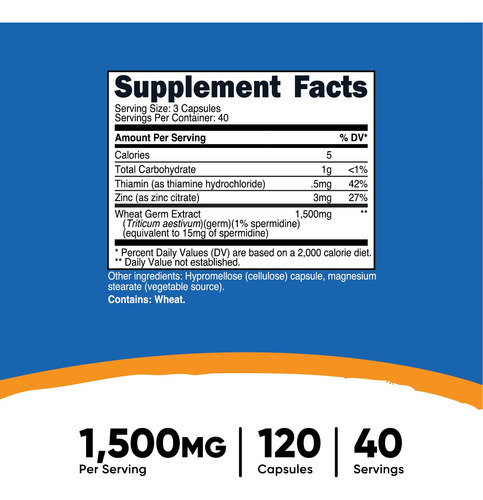 Suplemento Nutricost Spermidine Extracto De Germe De Trigo 1 - Imagem 3