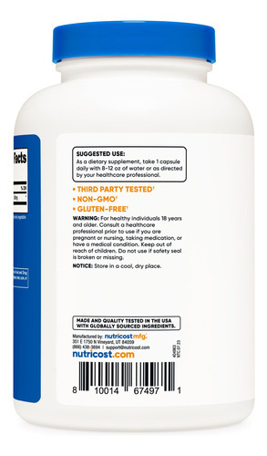 Suplemento Nutricost Taurine 1000 Mg Cápsulas 240 Porções - Imagem 5