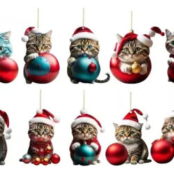 10 Peças De Pingente De Árvore De Natal De Gato Presente