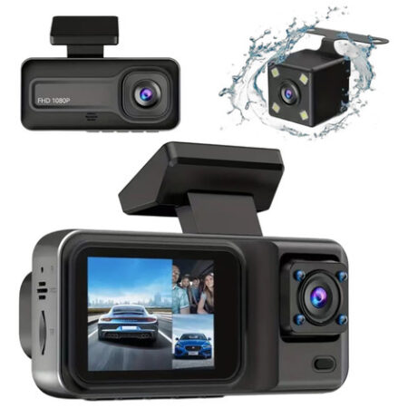 1080p Dvr Dash Cam Frontal/interior/traseira, 2 Telas, Noite - Imagem 7