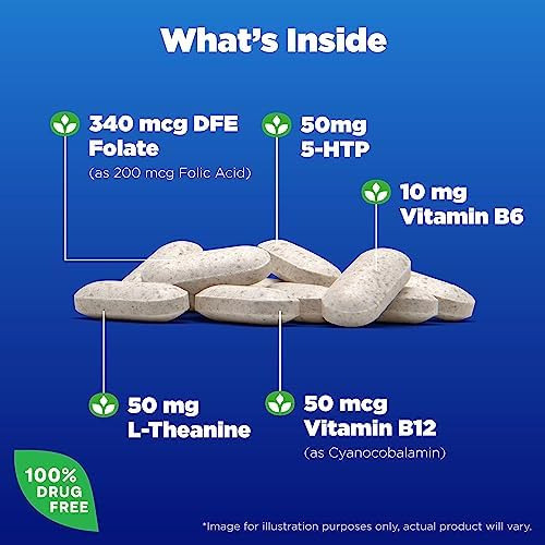 Natrol Mood Positive 5-htp 50 Mg Com L-teanina, Vitamina B6, - Imagem 3