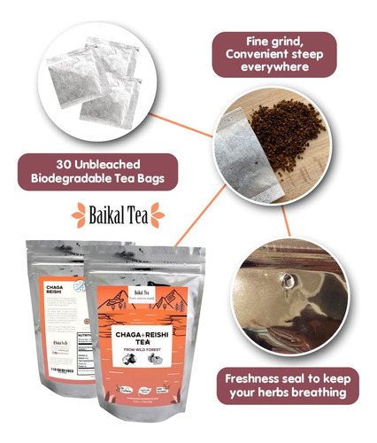 Chá Baikal Chá Chaga Reishi Chá Chaga Selvagem Com Reishi - - Imagem 2