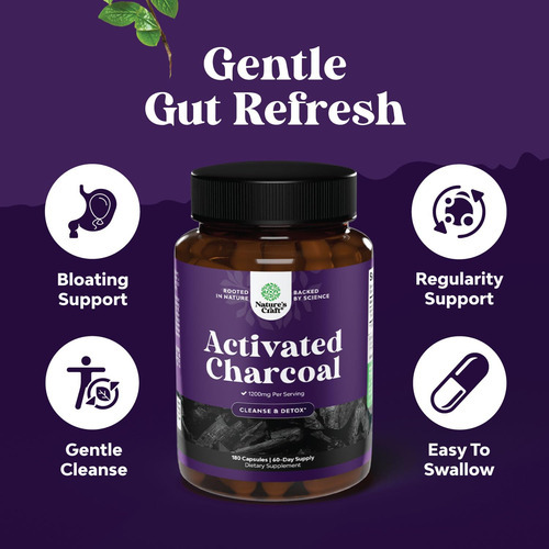 Suplemento De Carvão Vegetal Natures Craft Cleanse And Detox - Imagem 3
