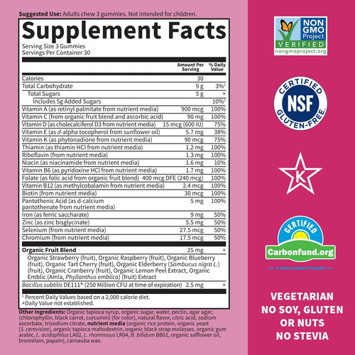 Goma Multivitamínica Feminina Com Ferro: Folato, Biotina, D3 - Imagem 2