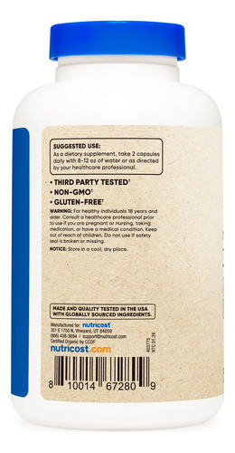 Suplemento Nutricost Noni Em Cápsulas 500mg 240 Cápsulas - Imagem 4