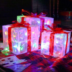 [ 3 Caixas De Presente Luminosas, Decoração De Jardim Ao Ar