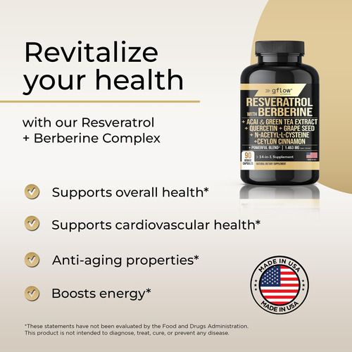 Suplemento De Resveratrol De Vitaminas Gflow - 6000mg De For - Imagem 6