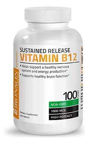 Vitamina B-12 Marca Bronson, 1000 Mcg, 100 Comprimidos - Imagem 4