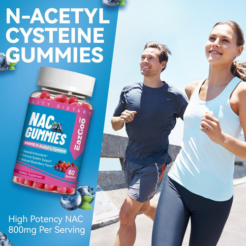 Eazgoo Nac Gummies 800mg, Suplemento De N-acetil Cisteína, S - Imagem 3
