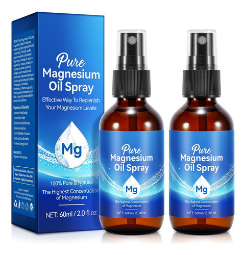 Spray De Magnésio 2 Pacote, Óleo De Magnésio Para Pés, Corpo