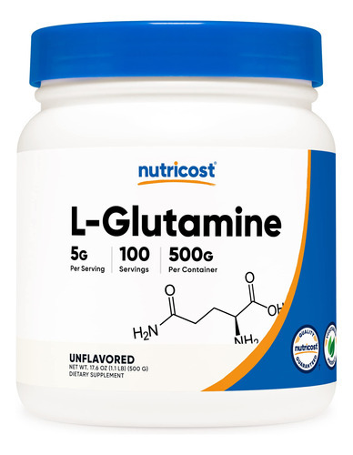 Suplemento Nutricost L-glutamina Em Pó 500g Sem Sabor