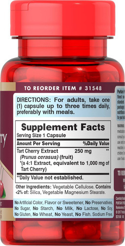 Extrato De Cereja Azeda Puritans Pride 1000 Mg - Imagem 2