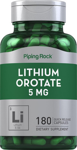 Piping Rock Orotato De Lítio 5mg | 180 Cápsulas | Não-gmo...