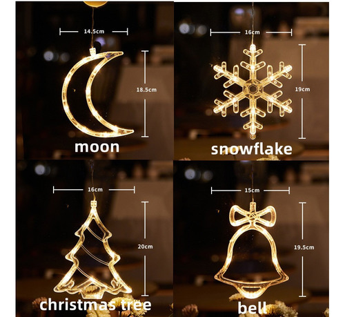 Jx Candelabro De Cortina De 4 Peças Led Christmas Sucker - Imagem 3