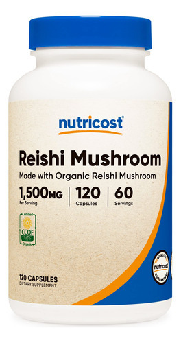 Suplemento Nutricost Reishi Mushroom Capsules 1500mg 120ct