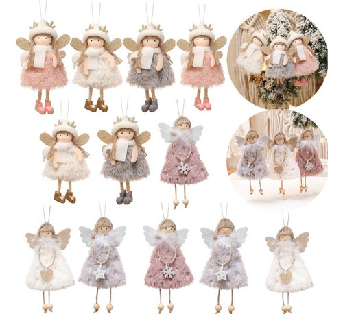Pacote Com 12 Pingentes Fofos De Anjo De Penas De Natal